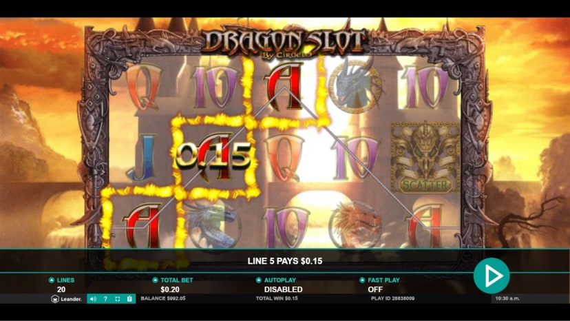 Dragon Automat Gameplay pokazujące linie wypłat