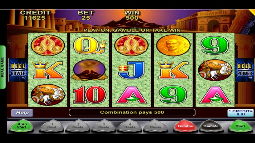 Pompeje gameplay pokazujący kombinację wypłat