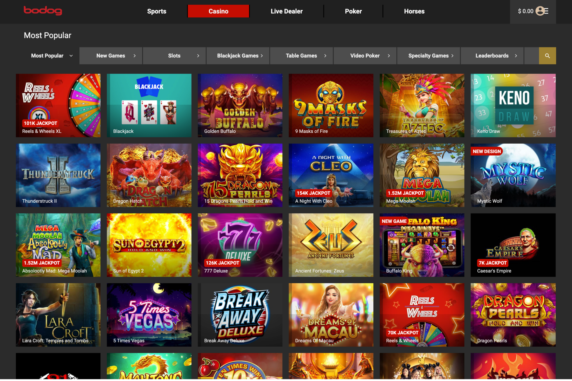 bodog Casino gameplay