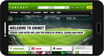 Zrzut ekranu Unibet na urządzeniu z Androidem