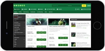 Zrzut ekranu Unibet na urządzeniu iPhone